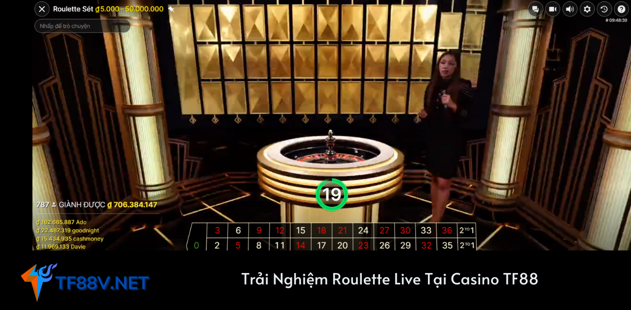 Trải Nghiệm Roulette Live Tại Casino TF88